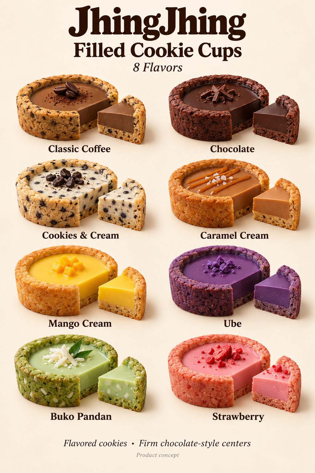 Filled Cookie Cups — 8 Flavours