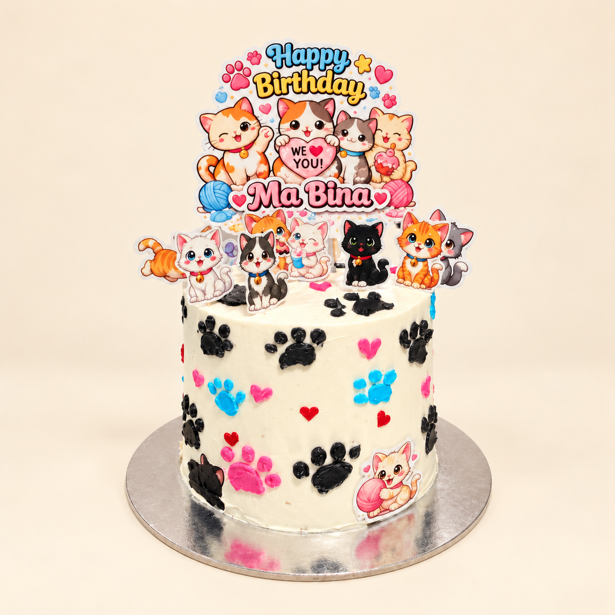 Cat-Themed Birthday Cake