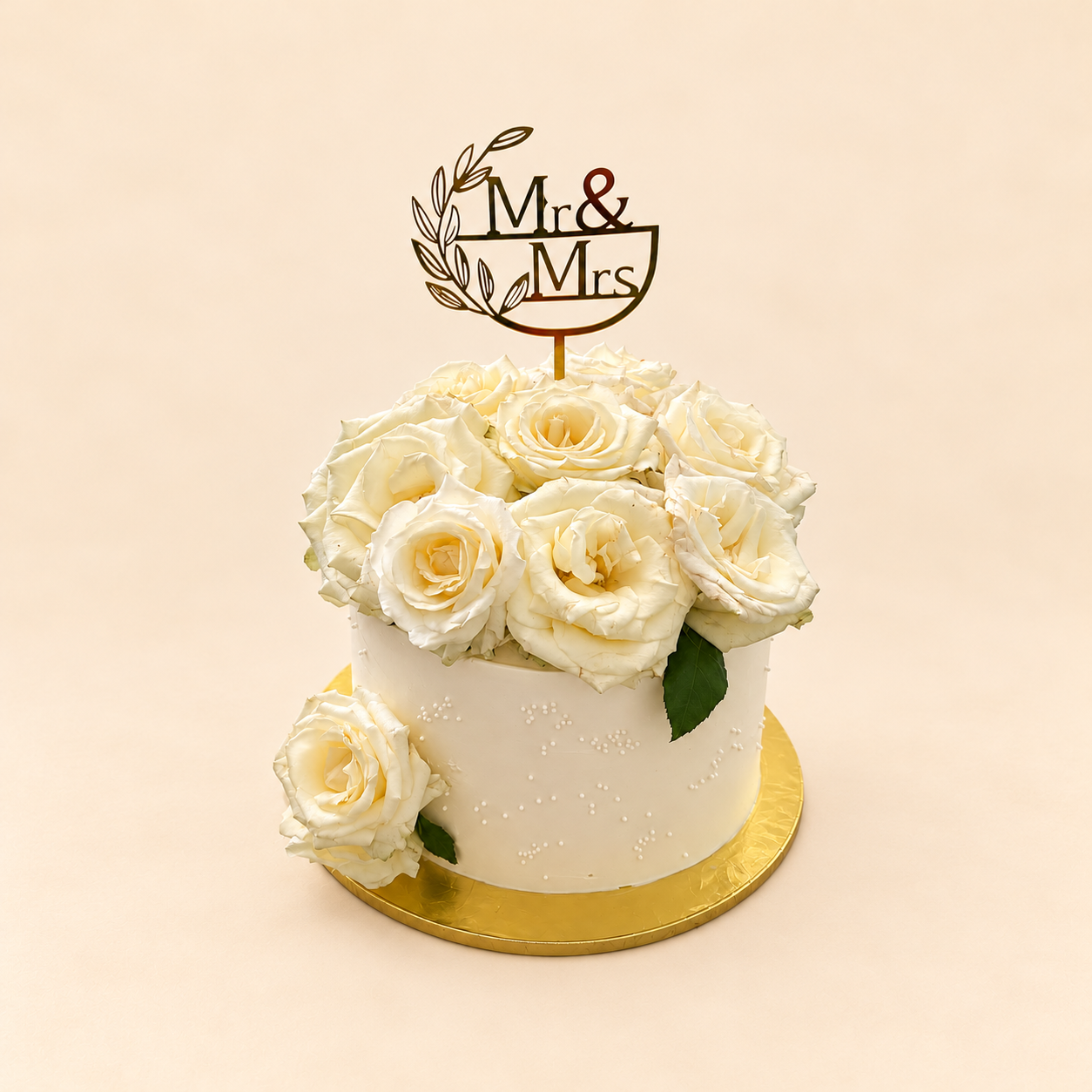 Mr & Mrs White Rose Cake
