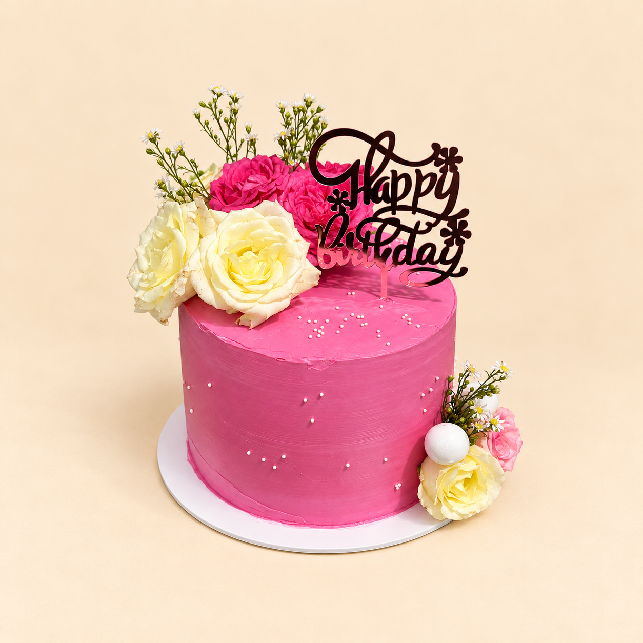 Pink Floral Birthday Cake