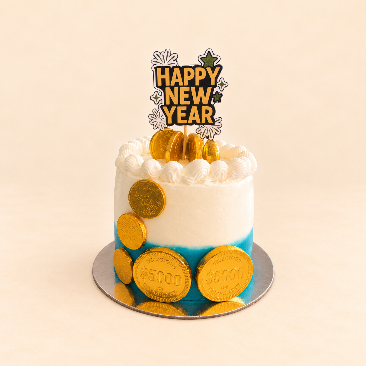 White and Gold New Year Cake