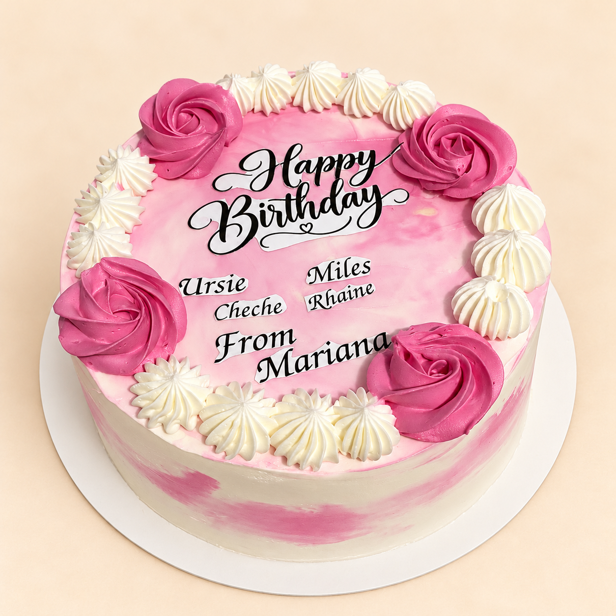 Pink Rose Birthday Cake