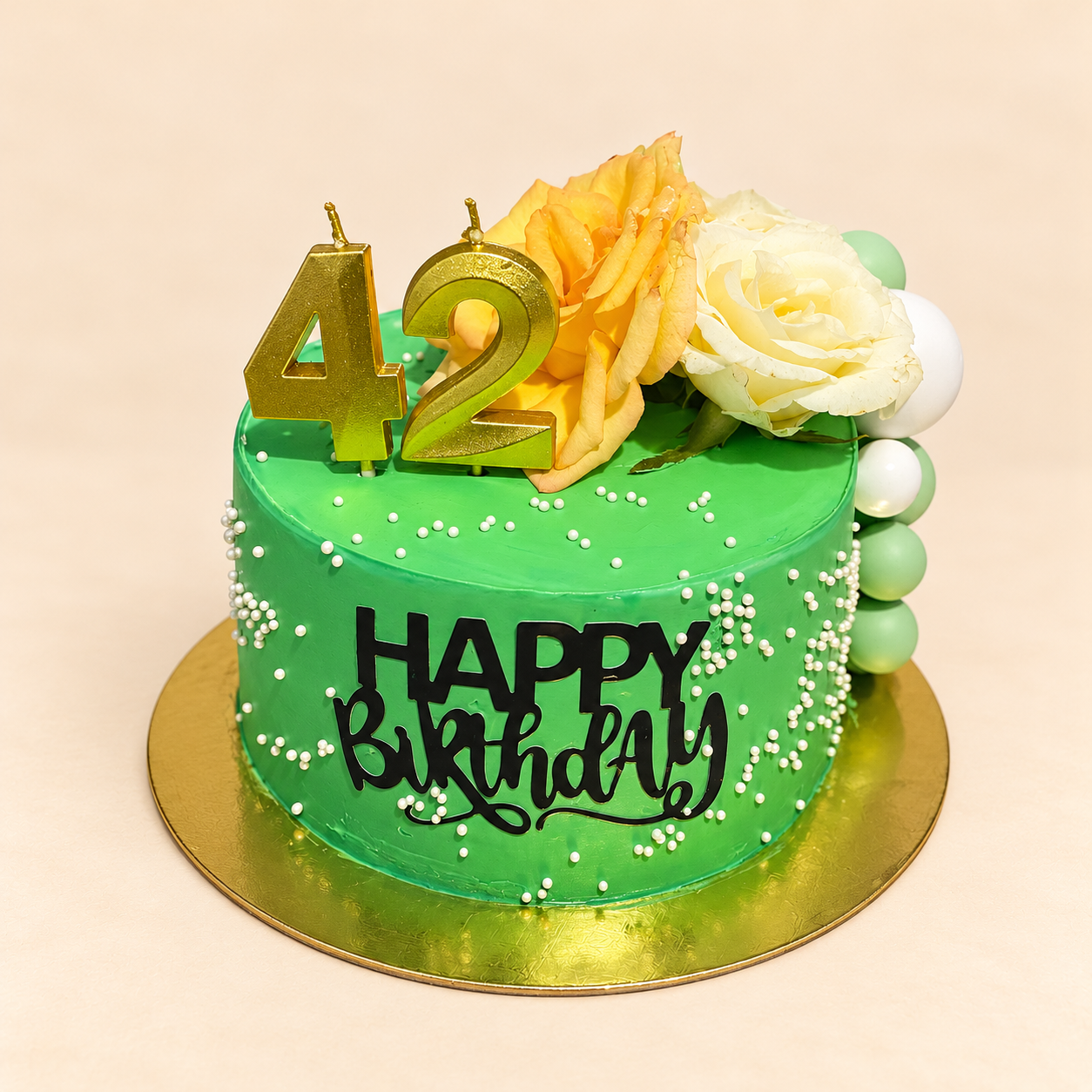 Green 42nd Birthday Cake