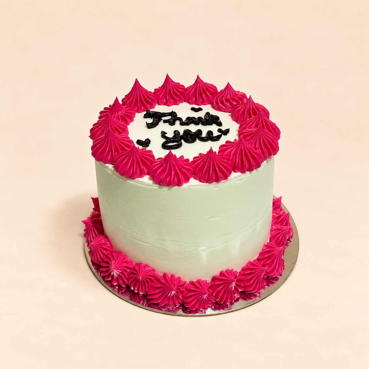 Pink and White Thank You Cake