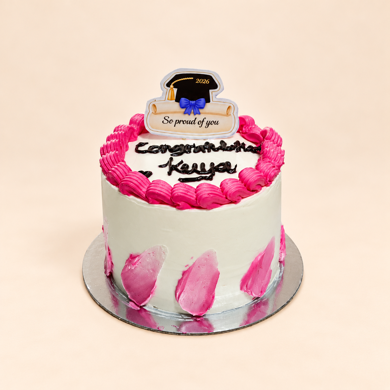 White and Pink Graduation Cake