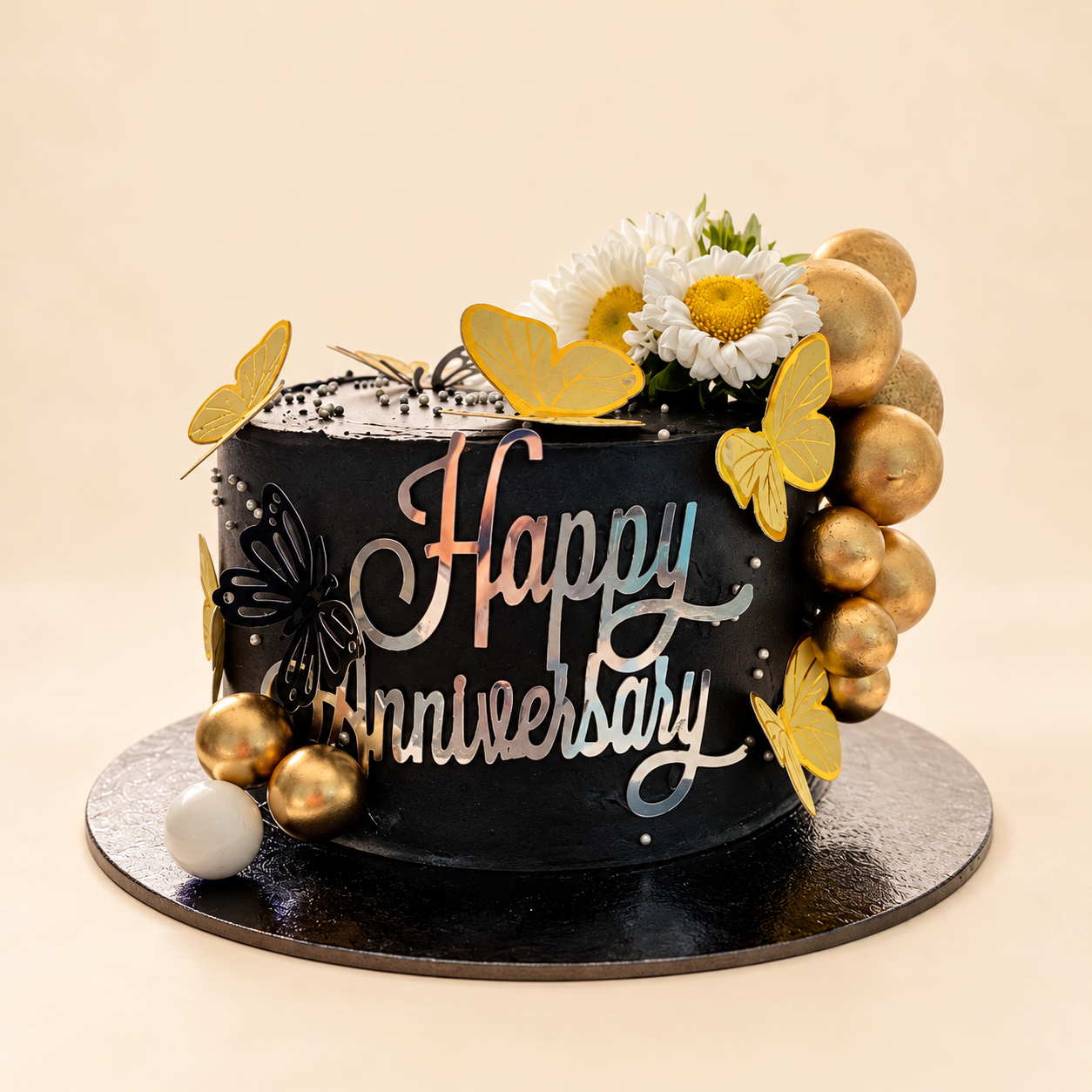 Black Anniversary Cake